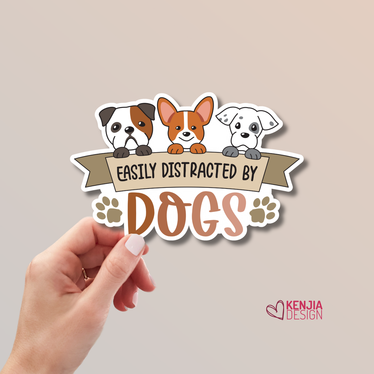 Easily Distracted by dogs / Cute Funny Dog Mom Stickers and Magnets