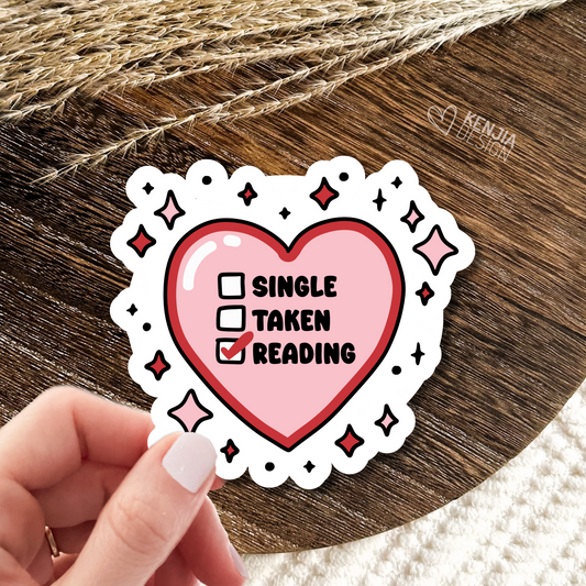 Single Taken Reading Stickers & Fridge Magnets / Valentine's Day Trendy Bookish Stickers Merch / Book Lover Gifts / Kindle Stickers