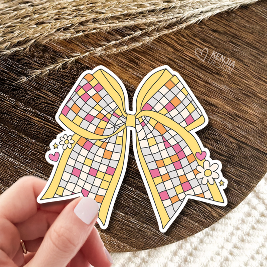 Disco Ribbons Stickers / Yellow Ribbon Stickers / Bow Stickers / Trendy Disco Ball Sticker / Groovy Retro Aesthetic Kindle Stickers