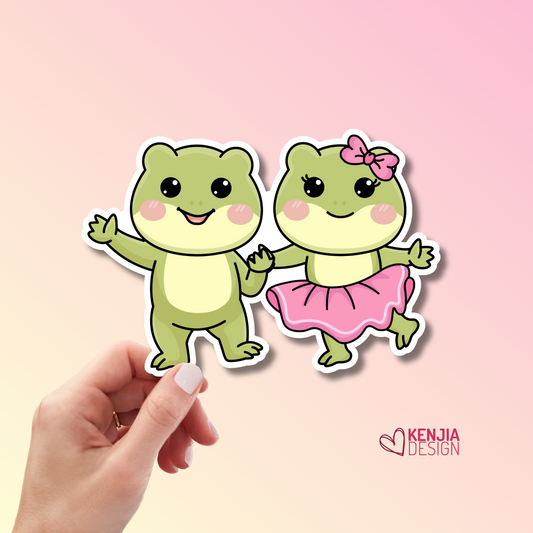 Cute Kawaii Frog Dancing Seance Stickers , Frog Stickers, Funny Animal Meme Sticker, Trendy Stickers, Toad Coattagecore