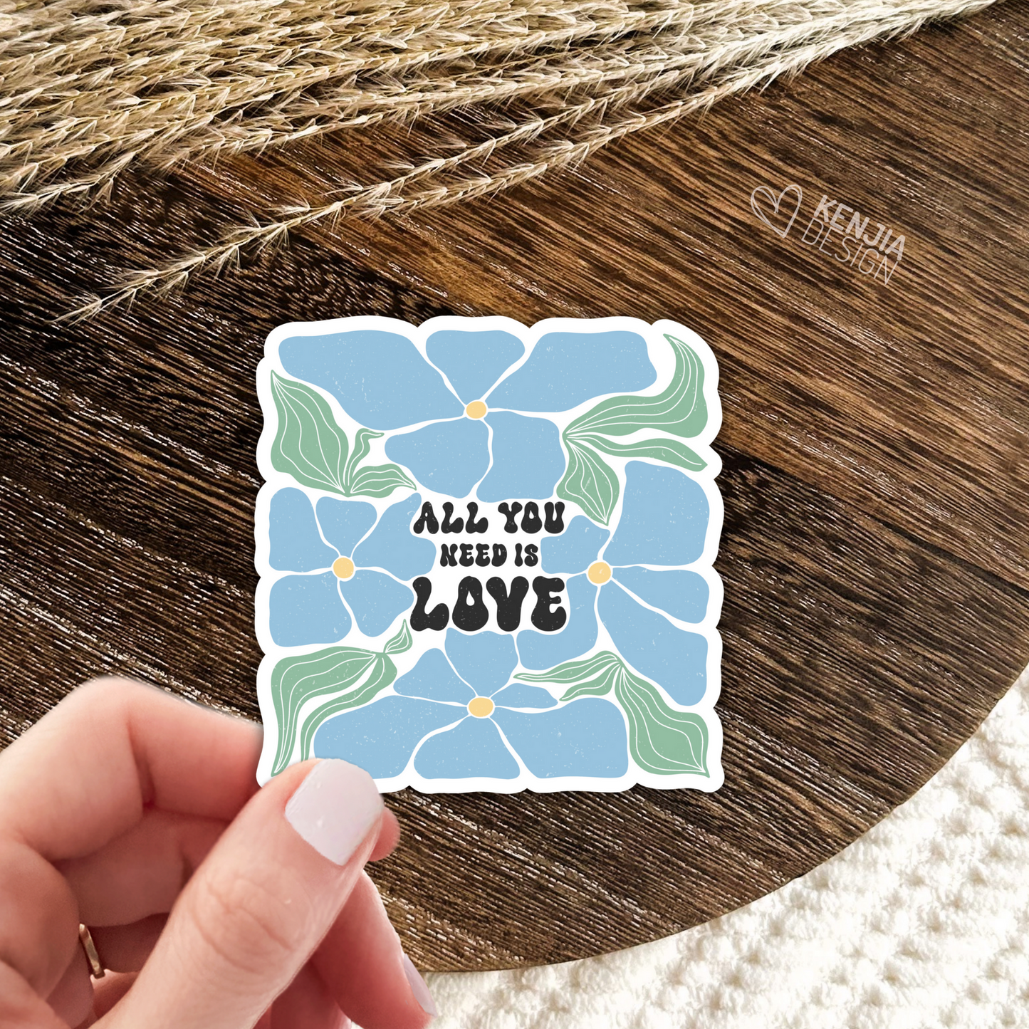 All You Need is Love Stickers / Floral Self Care Stickers / Mental Health Waterproof Vinyl Sticker / Retro Aesthetic Flowers Decal