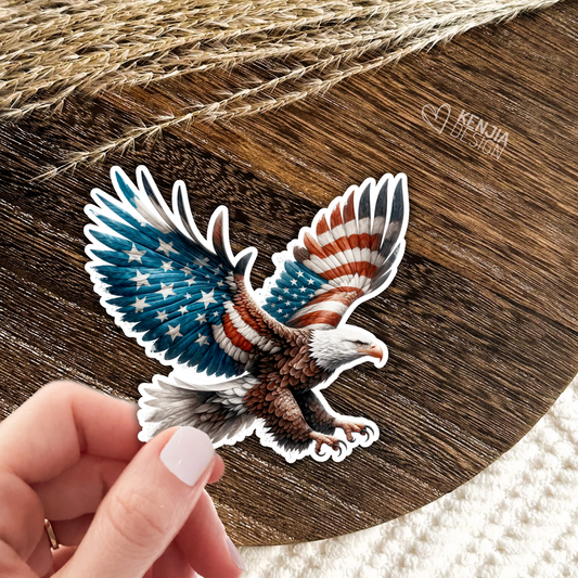 Patriotic Eagle Stickers / Eagle and Flag Stickers / American Flag / Cute Animal Decals / USA Stickers / Constitution Veteran Army