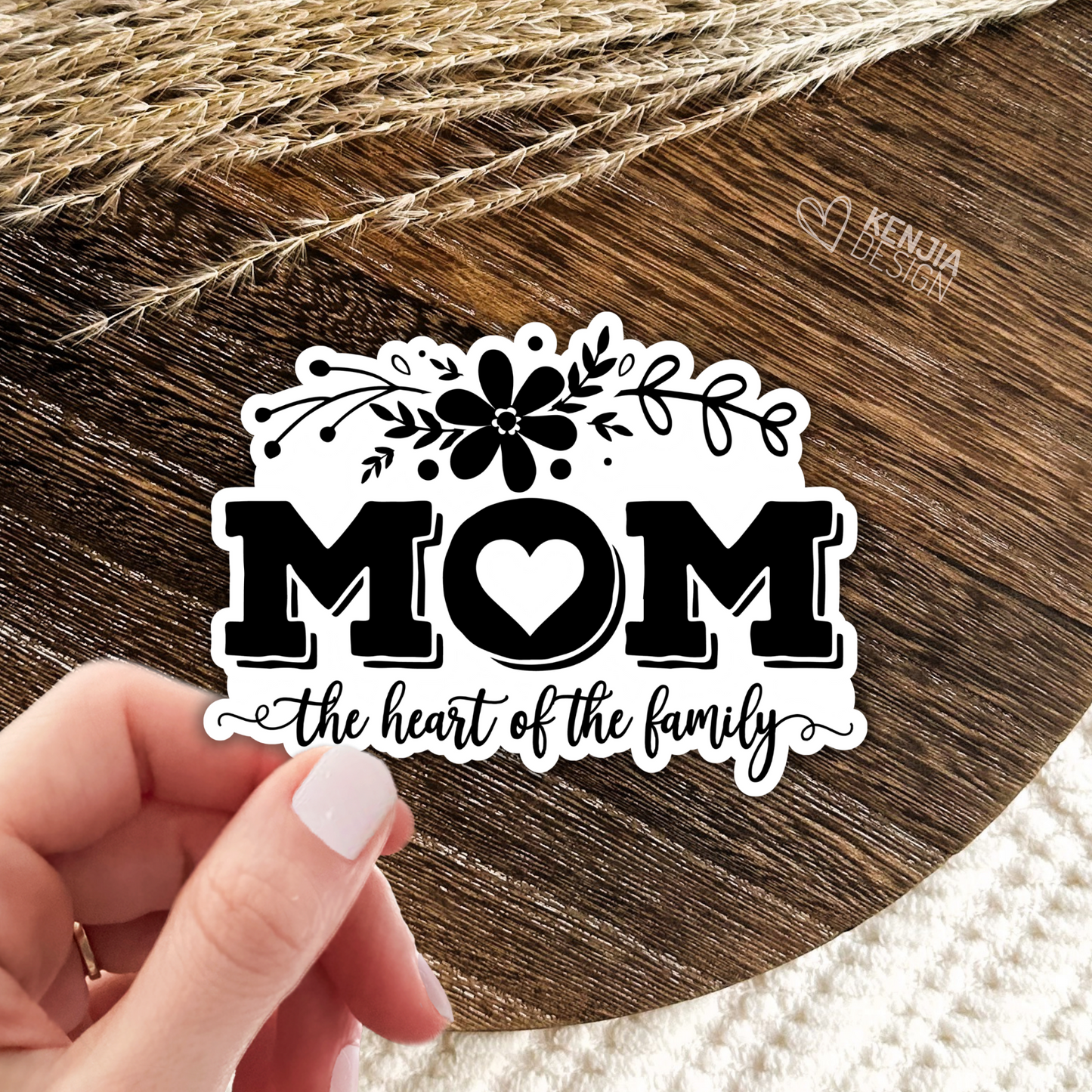 Mom The Heart of the Family Stickers and Magnets / Floral Mom Life Stickers / Mothers Day Gifts for Mama / Motherhood / Mommy Heart Flowers