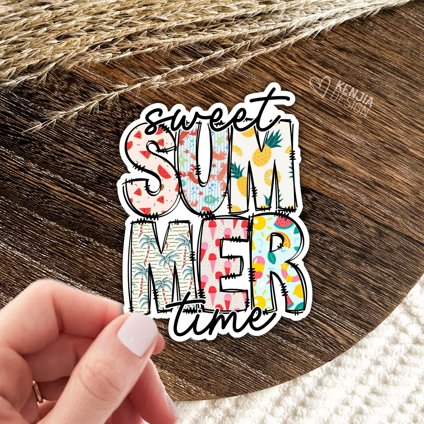 Sweet Summer Time Stickers And Magnets / Retro Beach Stickers / Summertime Vibes / Hello Summer / Palm Tree, Watermelon, Ice Cream, Ananas