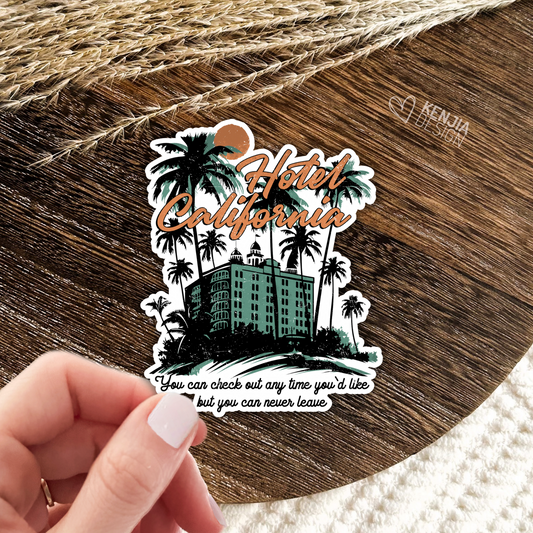 Hotel California Stickers  / Beach Stickers / Vacation Sunset Desert Sticker / Summer Aesthetic / Vintage Retro 70s