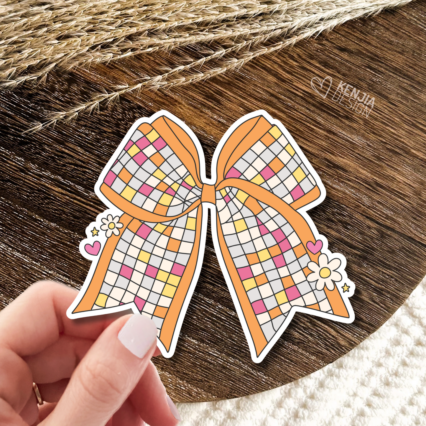 Disco Ribbons Stickers & Magnets / Orange Ribbon Stickers / Bow Stickers / Trendy Disco Ball Sticker / Groovy Retro Aesthetic Kindle Stickers