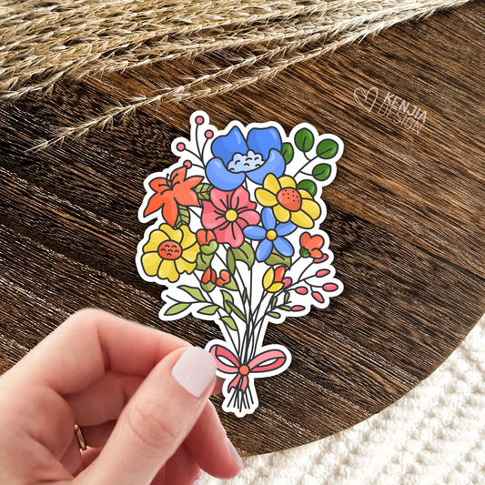 Flowers Stickers / Flower Bouquet Sticker / Wildflowers Floral Bunch / Wild Flower Lover Gift / Laptop, Planner, Kindle Stickers