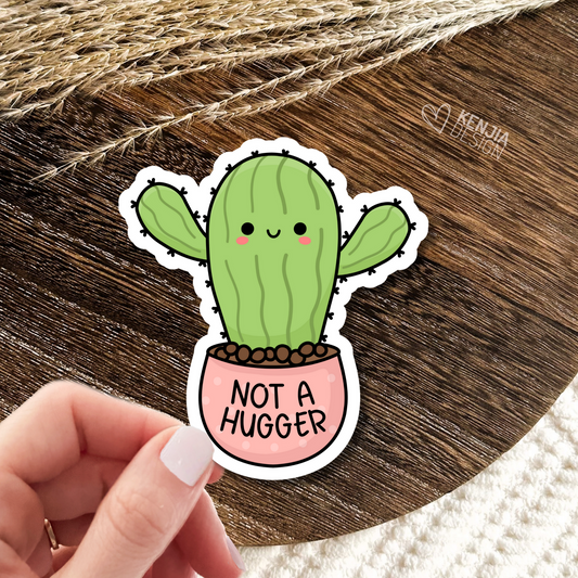 Not a Hugger Succulent / Funny Introvert Stickers / Autism Mental Health Matters / Retro Mental Health Awareness Cactus