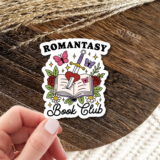 Romantasy Book Club Crewneck Stickers  / Bookish Merch / Reading / Dragon Reading Sticker / Book Lover Gifts / Bookworm