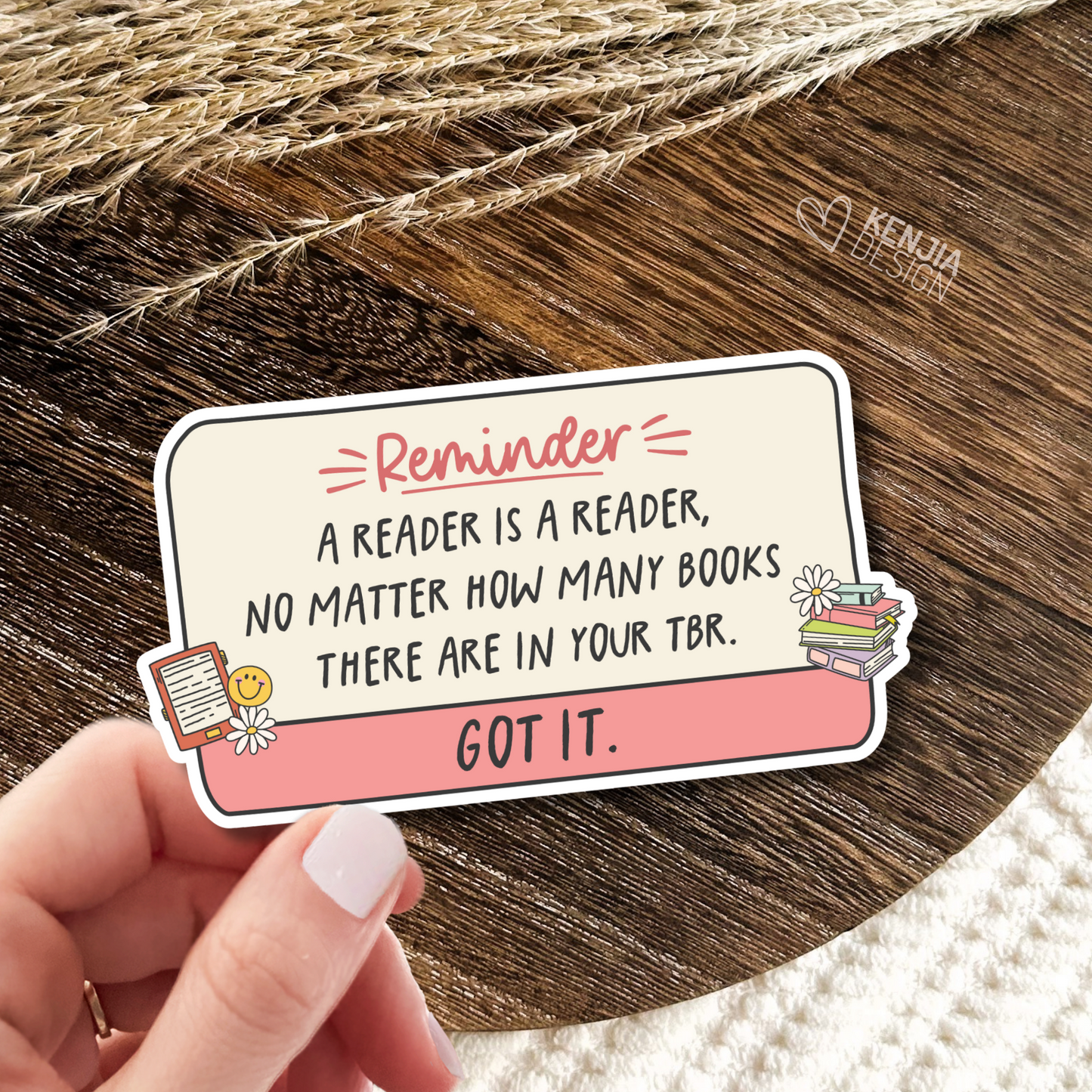 A Reader is A Reader Stickers / Cute Bookworn Book Lover Reminder / Funny Bookish Merch for Book Lover / Bibliophile Gifts for Kindle