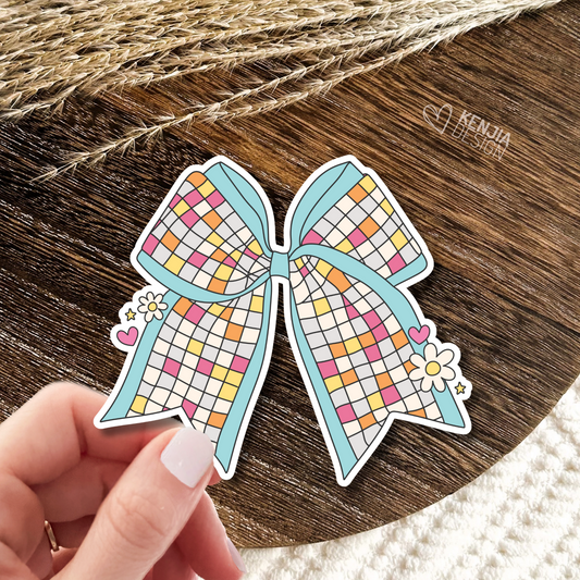 Disco Ribbons Stickers & Magnets / Blue Ribbon Stickers / Bow Stickers / Trendy Disco Ball Sticker / Groovy Retro Aesthetic Kindle Stickers