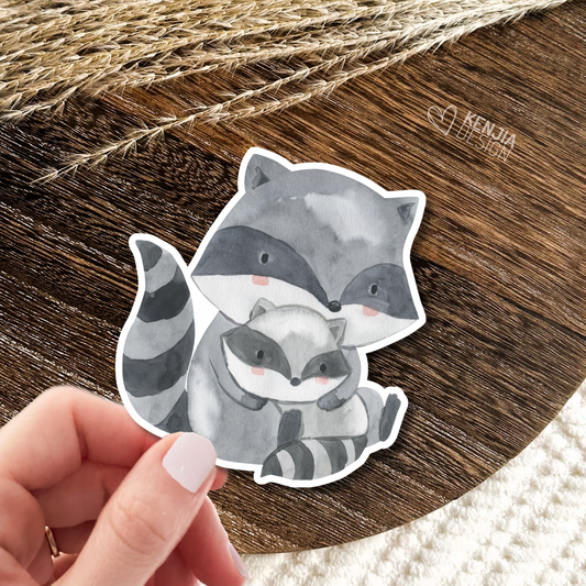 Woodland Stickers Baby Raccoon + Mom Animal Stickers