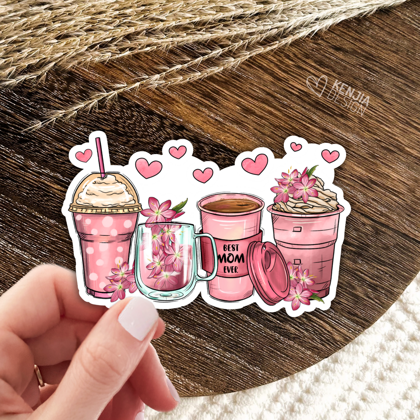 Best Mom Ever Stickers & Magnets / Floral Coffee Cup / Western Mother's Day Gifts / Flower Mama Funny Quote / Mom Life / Motherhood Stickers