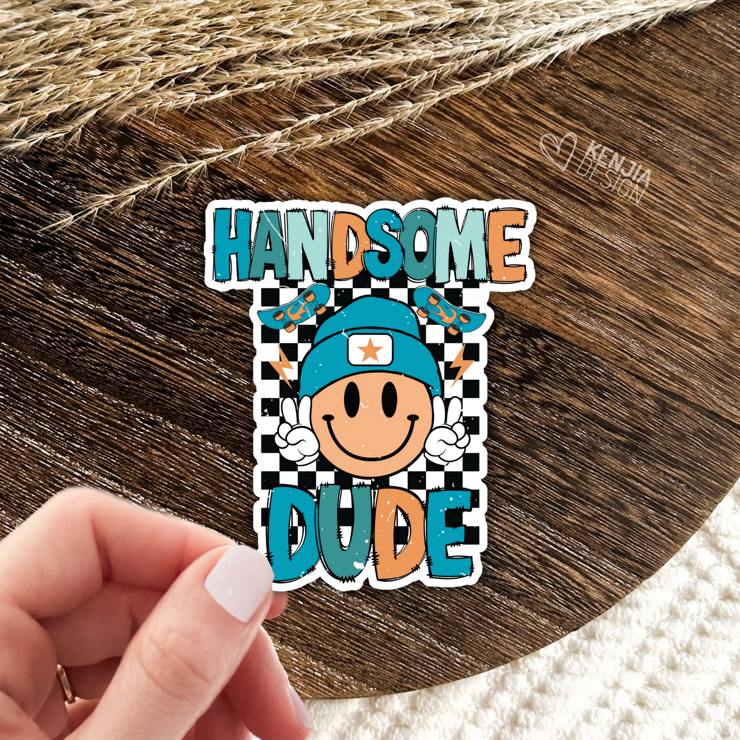 Boy Retro Stickers and Magnets / Handsome Dude / Cute Groovy Smiley Face / Peace Little Toddler Girl Gifts / Kids Life