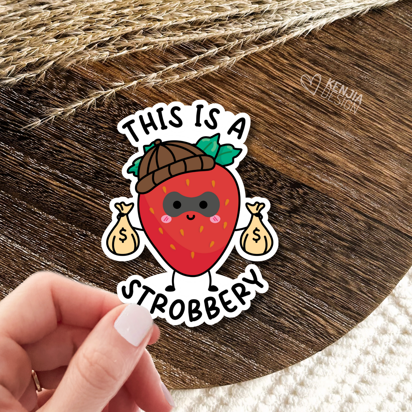 This is a Strobbery, Strawberry Robber, Funny Strawberry Stickers & Fridge Magnets / Funny Meme Gen Z / Retro Wateproof Vinyl Stickers Gifts