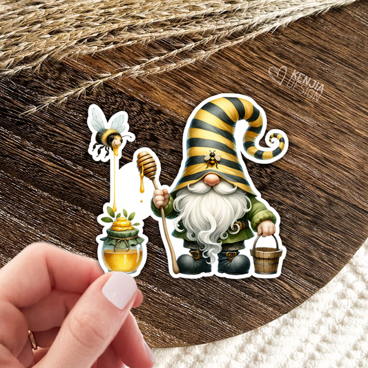 Bumble Bee Gnome Stickers & Magnets / Honey Bee Stickers / Summer Decals