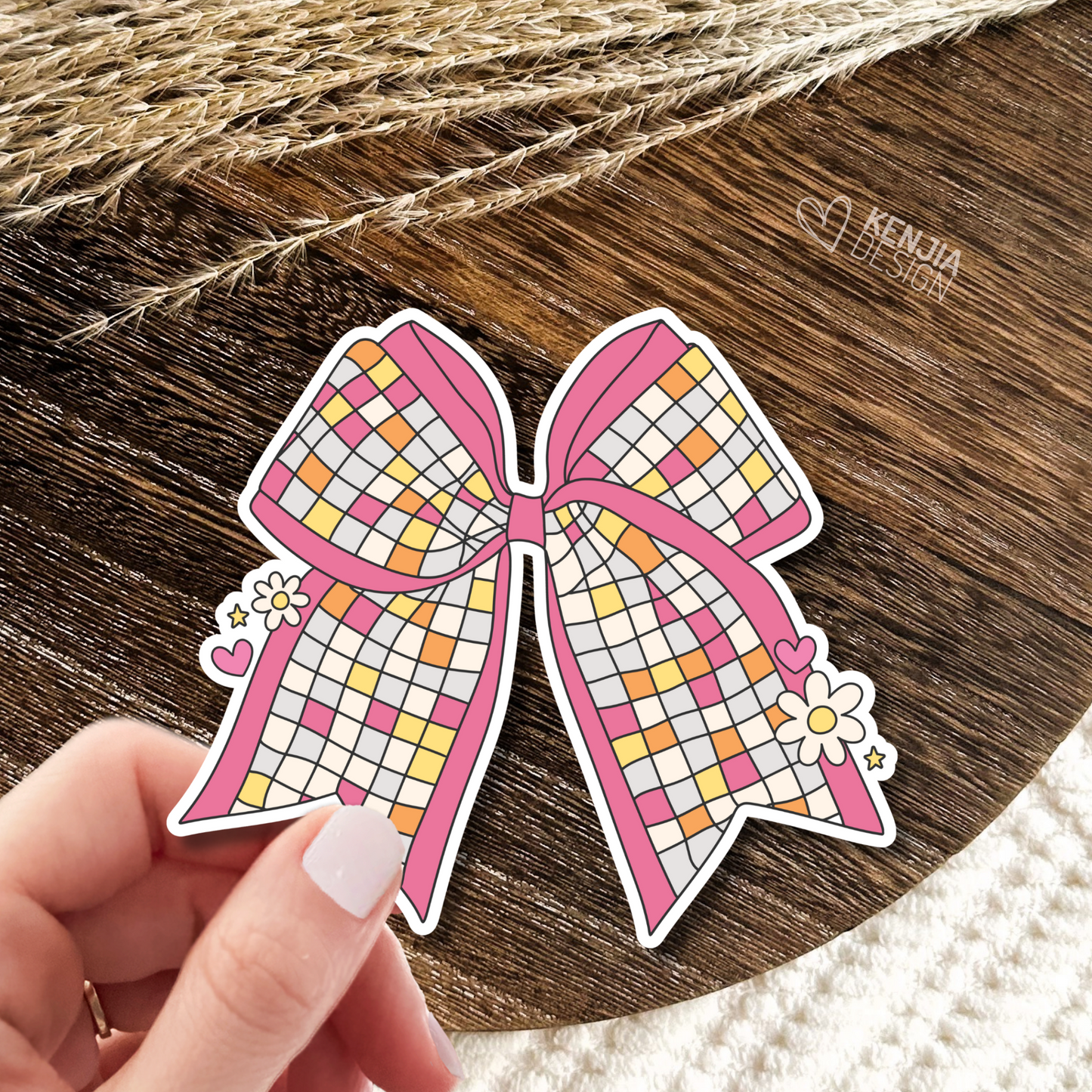 Disco Ribbons Stickers & Magnets / Pink Ribbon Stickers / Bow Stickers / Trendy Disco Ball Sticker / Groovy Retro Aesthetic Kindle Stickers