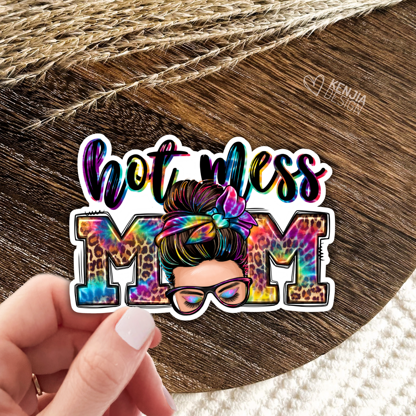 Hot Mess Mom Stickers & Magnets / Messy Bun / Western Mother's Day Gifts / Mama Funny Quote / Sarcastic Mom Life Humor / Motherhood Stickers