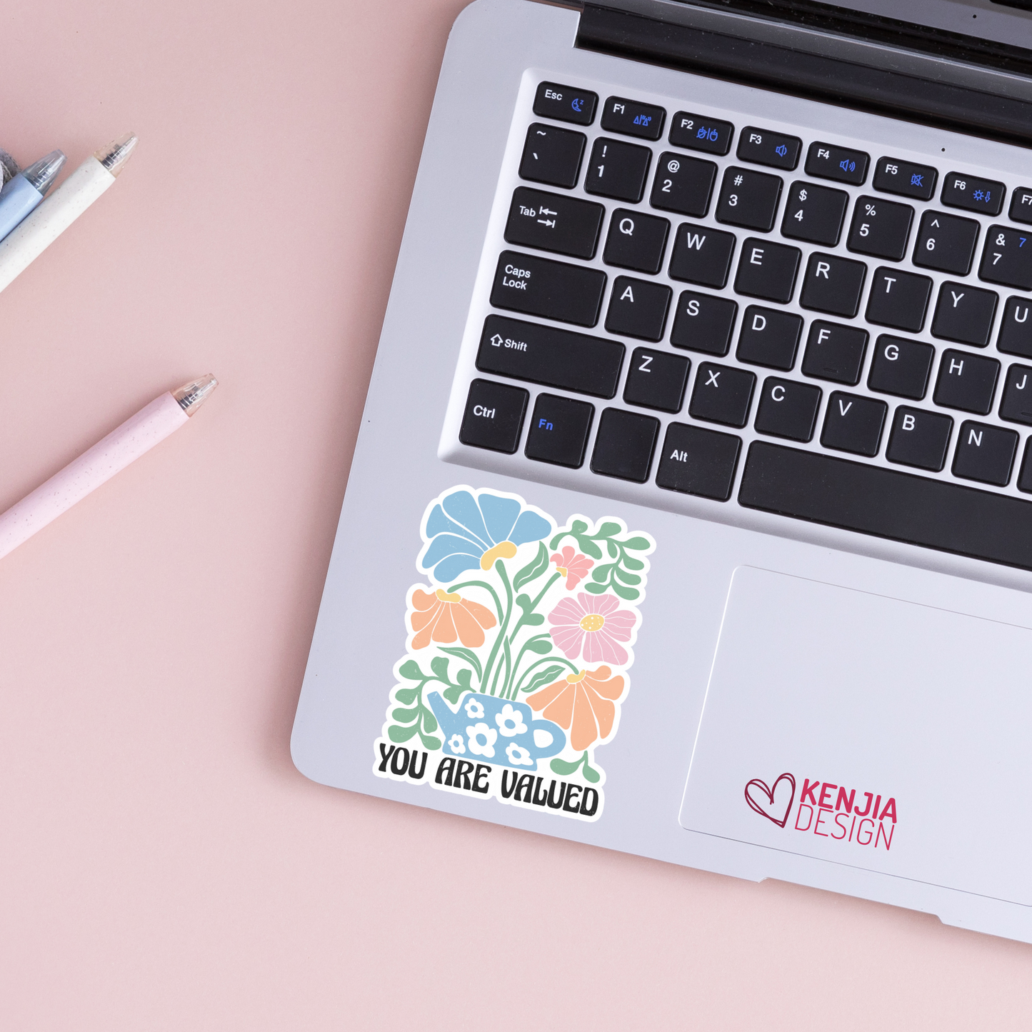 You Are Valued Stickers / Floral Self Care Stickers / Mental Health Waterproof Vinyl Sticker / Retro Aesthetic Flowers Decal