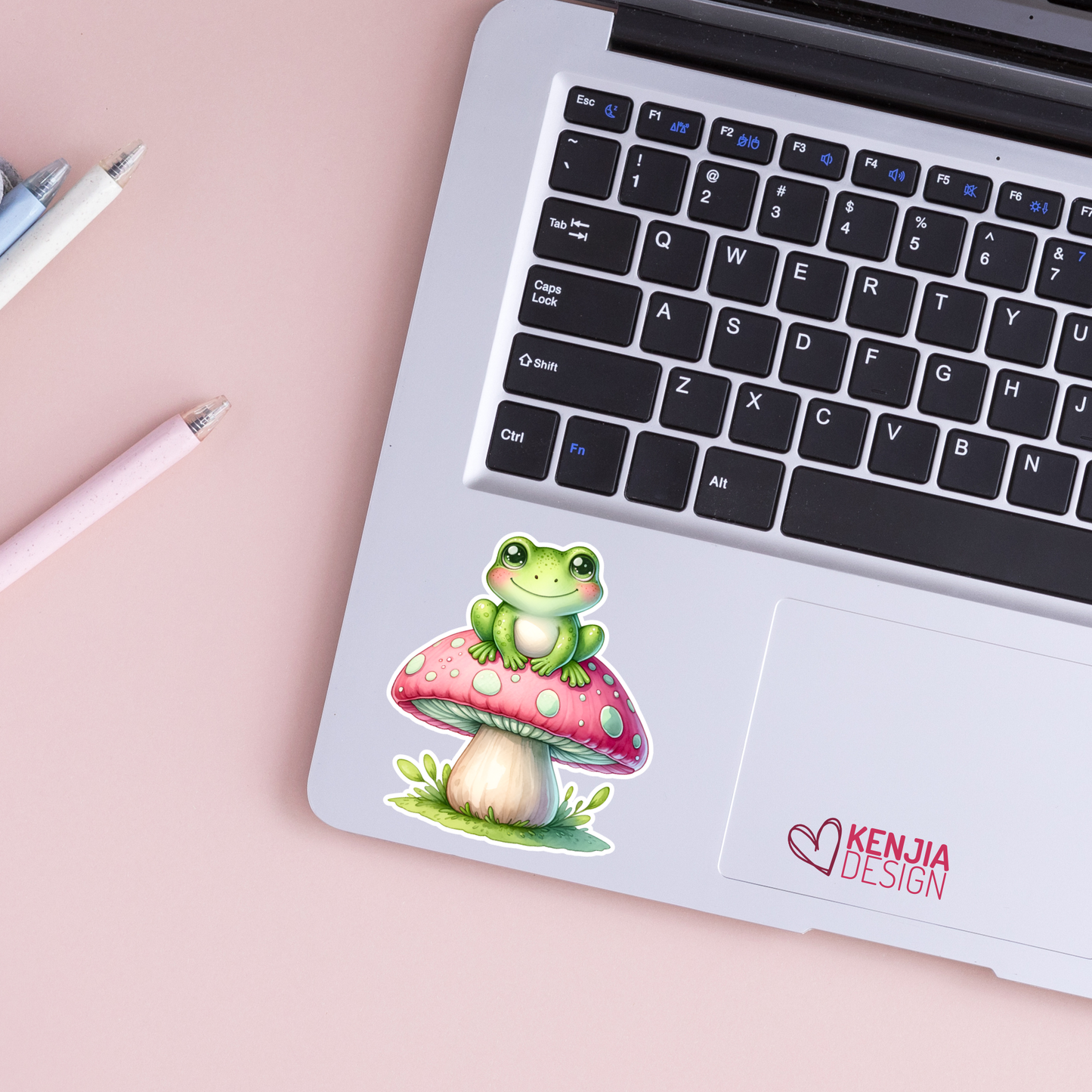 Cute Frog and Mushroom Stickers / Frog on Mushroom / Waterproof Vinyl Animal Sticker / Aesthetic Summer Stickers / Laptop & Kindle Sticker