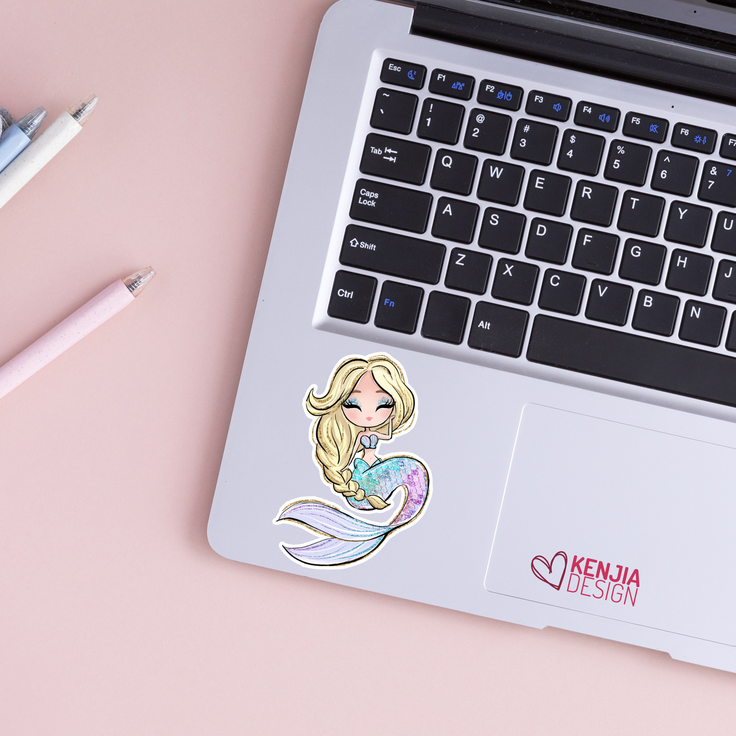 Mermaid Sticker Blond Hair, Cute Girly sticker, Waterproof Dishwasher Safe Handmade cute Vinyl Sticker gift, planner, book, laptop stickers