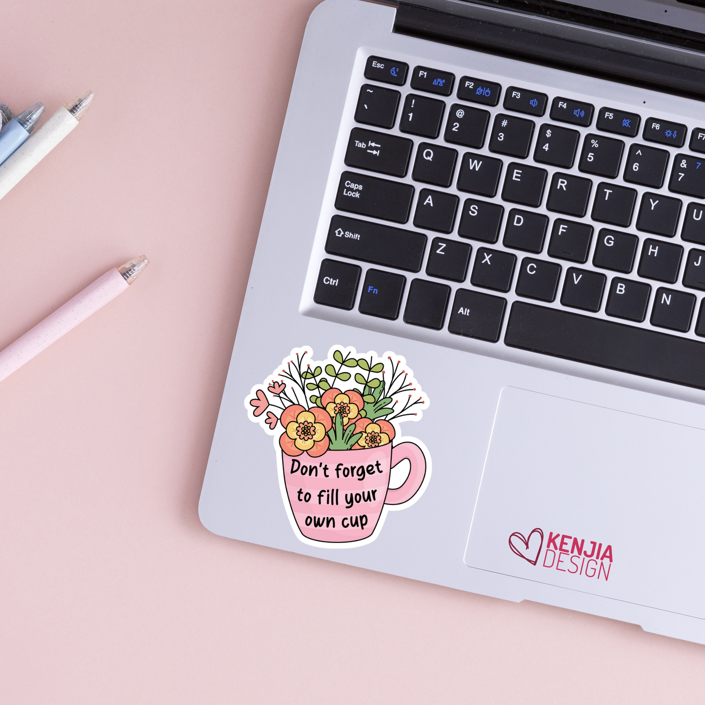 Don't Forget to Fill Your Own Cup / Self Care Stickers and Magnets / Aesthetic Stickers / Mental Health Matters Waterproof Vinyl Stickers / Retro Floral Cup Sticker