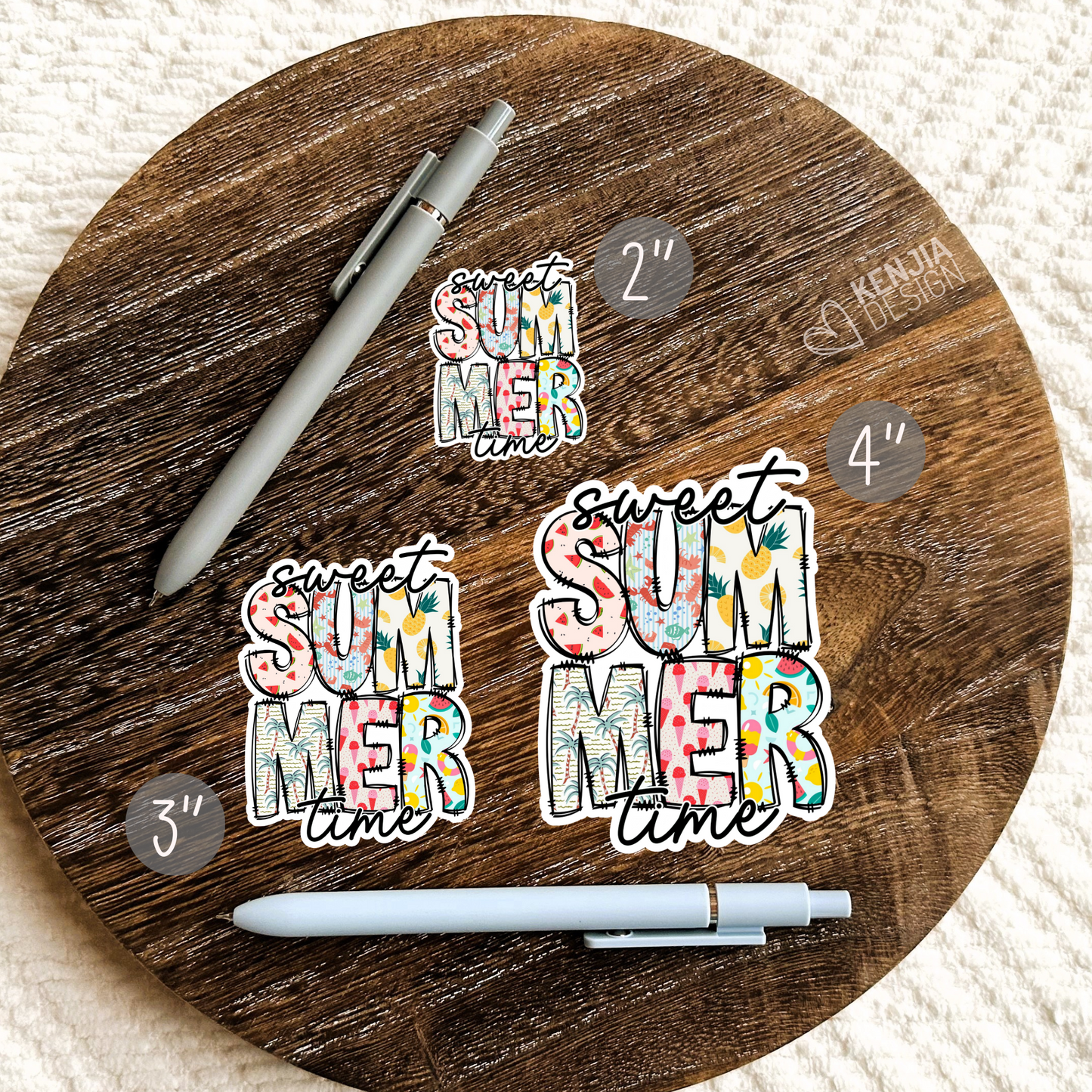 Sweet Summer Time Stickers And Magnets / Retro Beach Stickers / Summertime Vibes / Hello Summer / Palm Tree, Watermelon, Ice Cream, Ananas