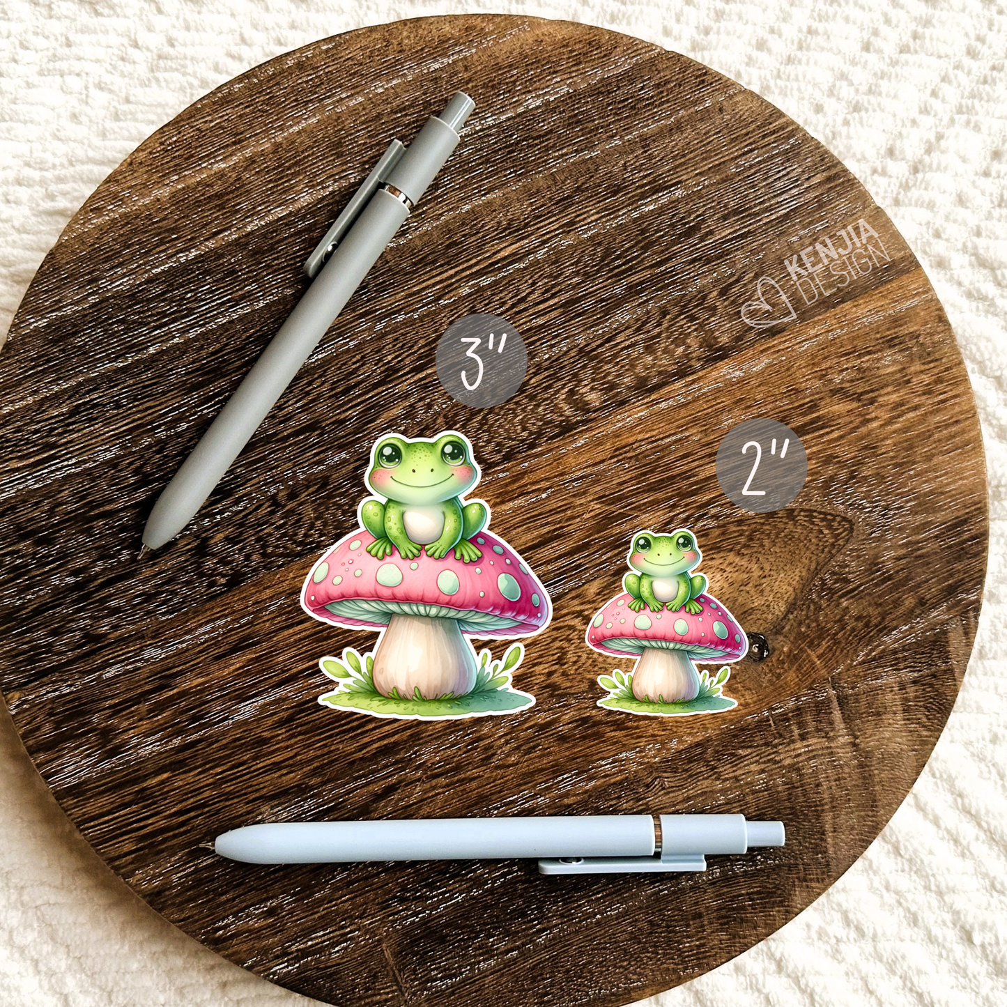 Cute Frog and Mushroom Stickers / Frog on Mushroom / Waterproof Vinyl Animal Sticker / Aesthetic Summer Stickers / Laptop & Kindle Sticker