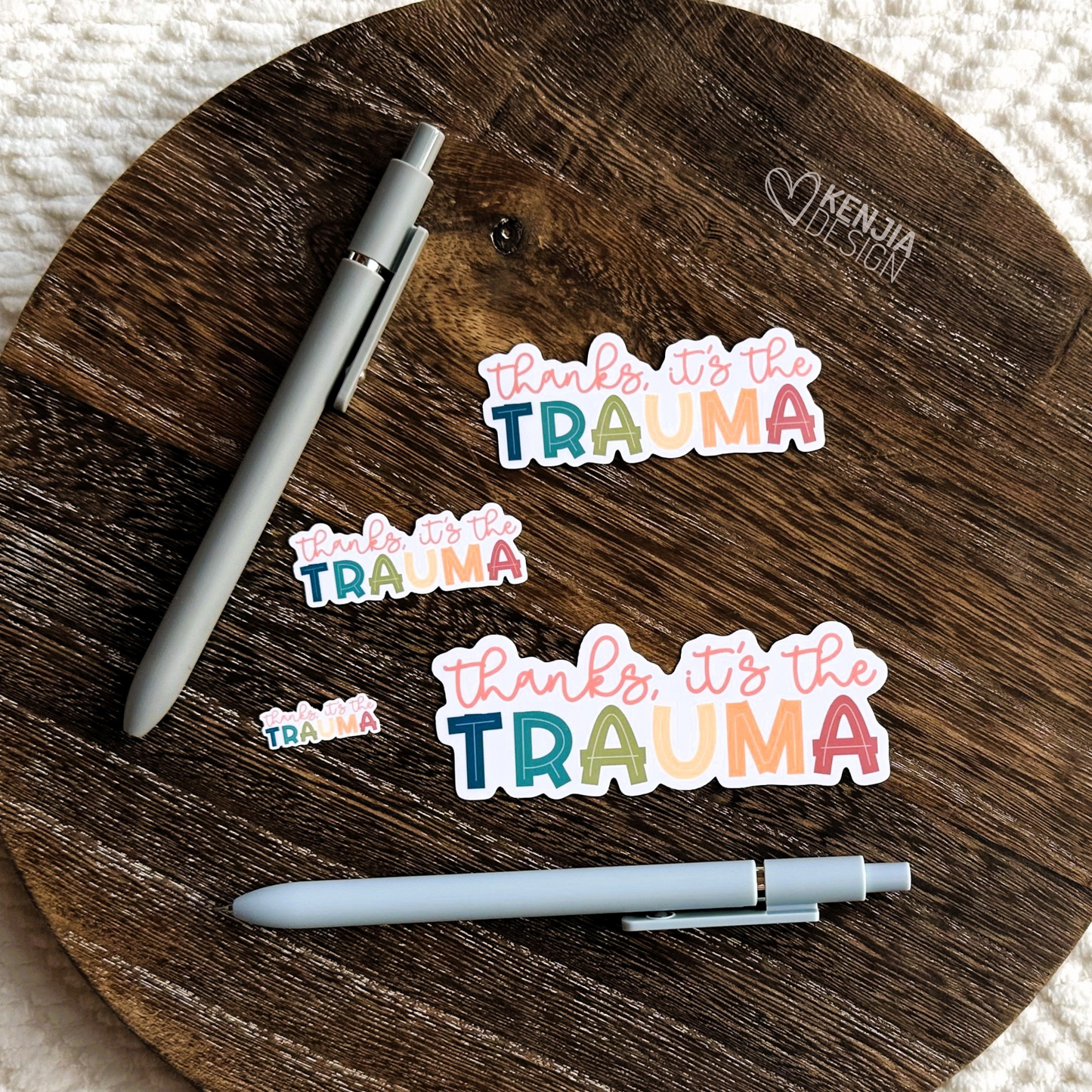 Thanks, It's the Trauma / Mental Health Stickers & Fridge Magnets / Aesthetic Stickers / Mental Health Matters Waterproof Vinyl Stickers / Retro Sticker