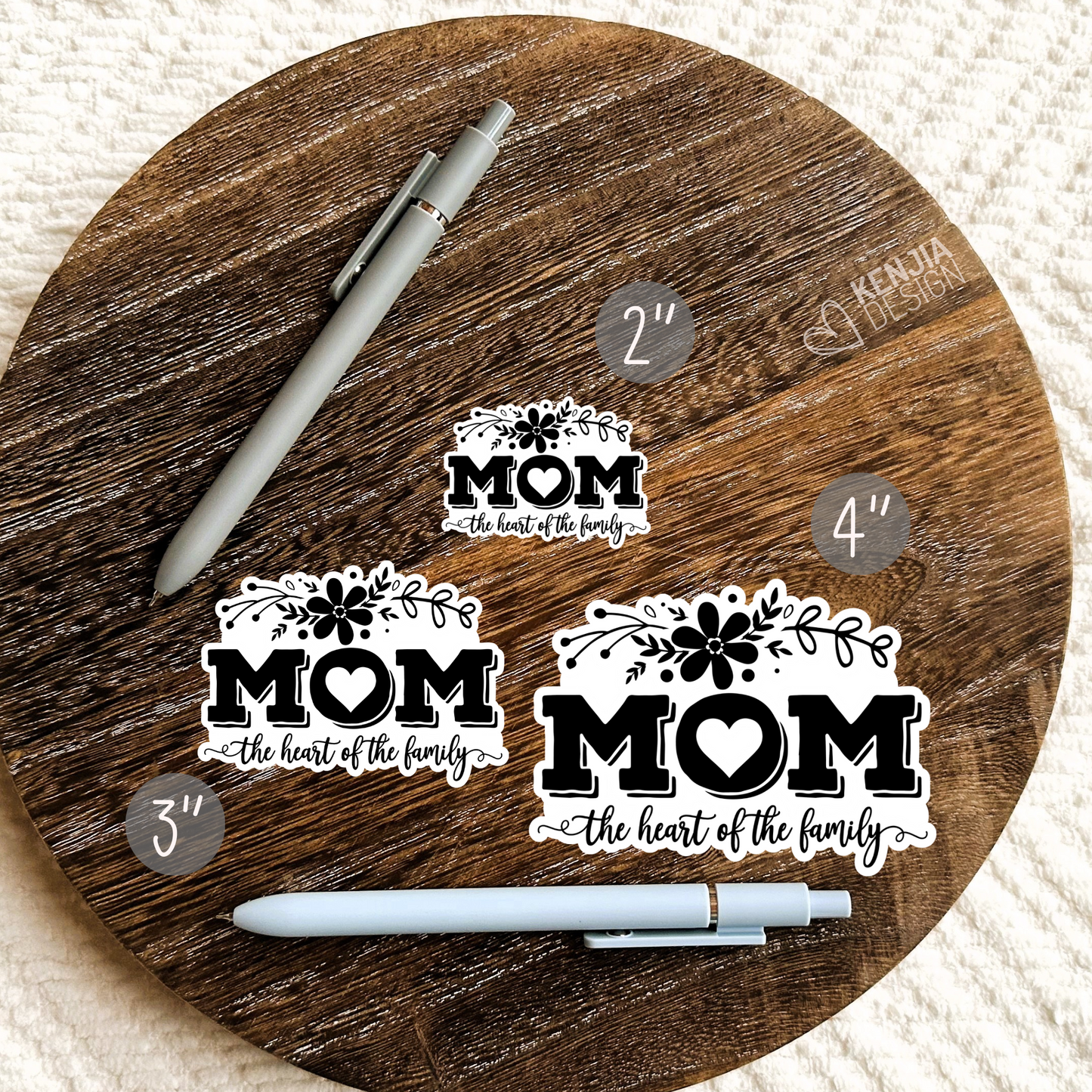 Mom The Heart of the Family Stickers and Magnets / Floral Mom Life Stickers / Mothers Day Gifts for Mama / Motherhood / Mommy Heart Flowers