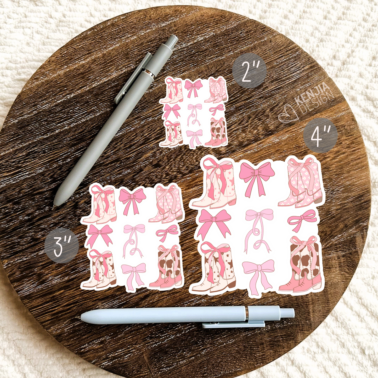 Coquette Aesthetic Cowgirl Stickers & Magnets / Western Cowgirl Boots / Cute Pink Bows / Pink Ribbon Collage Decals / Cowboys Lover