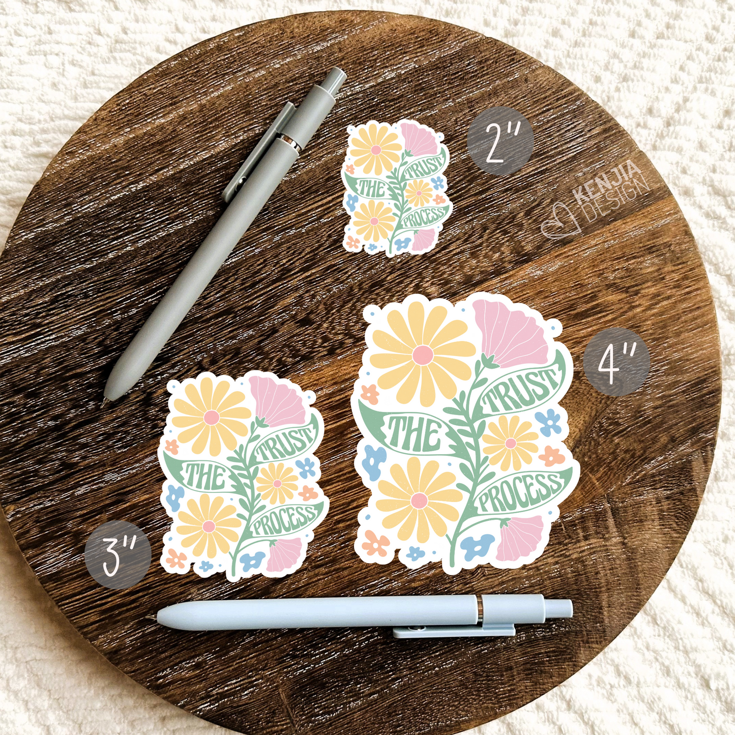 Trust The Process Stickers / Floral Self Care Stickers / Mental Health Waterproof Vinyl Sticker / Retro Aesthetic Flowers Decal