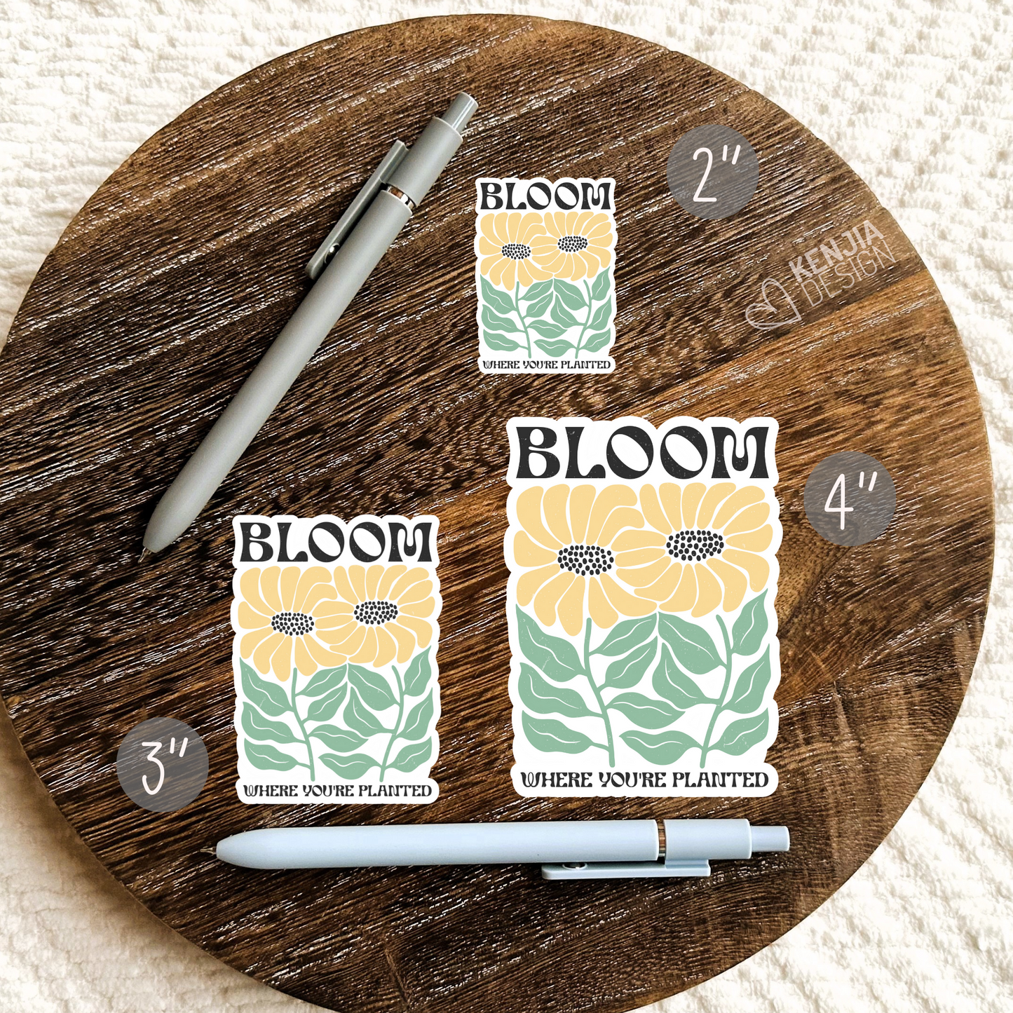 Bloom As You Are Stickers / Floral Self Care Stickers / Mental Health Waterproof Vinyl Sticker / Retro Aesthetic Flowers Decal