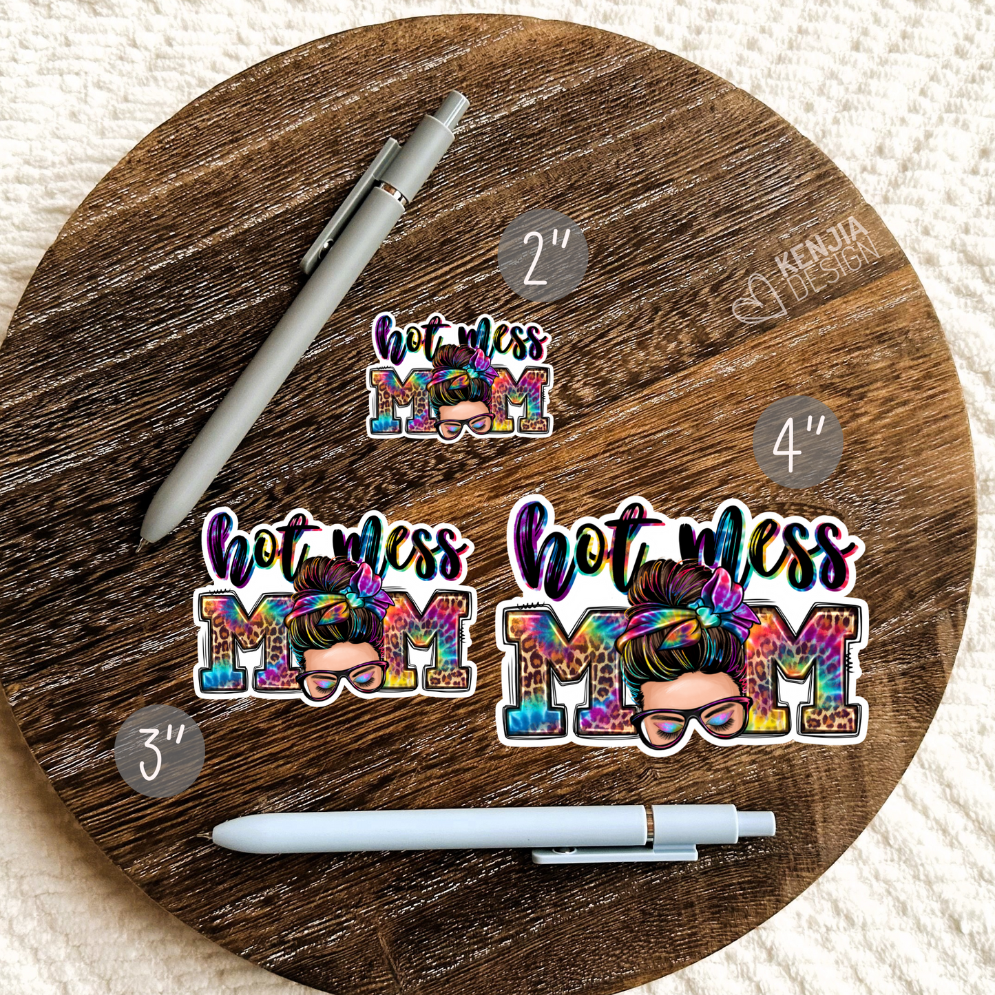 Hot Mess Mom Stickers & Magnets / Messy Bun / Western Mother's Day Gifts / Mama Funny Quote / Sarcastic Mom Life Humor / Motherhood Stickers