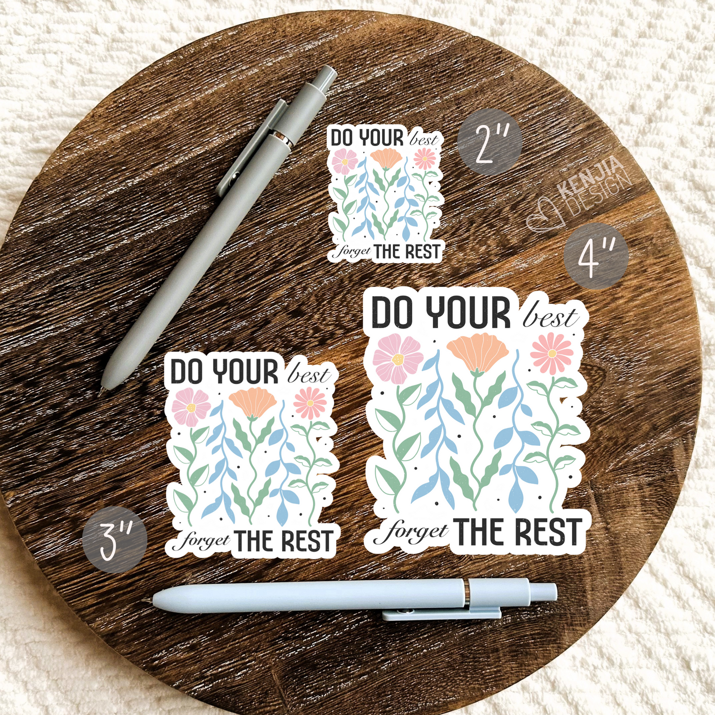 Do Your Best Forget The Rest Stickers / Floral Self Care Stickers / Mental Health Waterproof Vinyl Sticker / Retro Aesthetic Flowers Decal