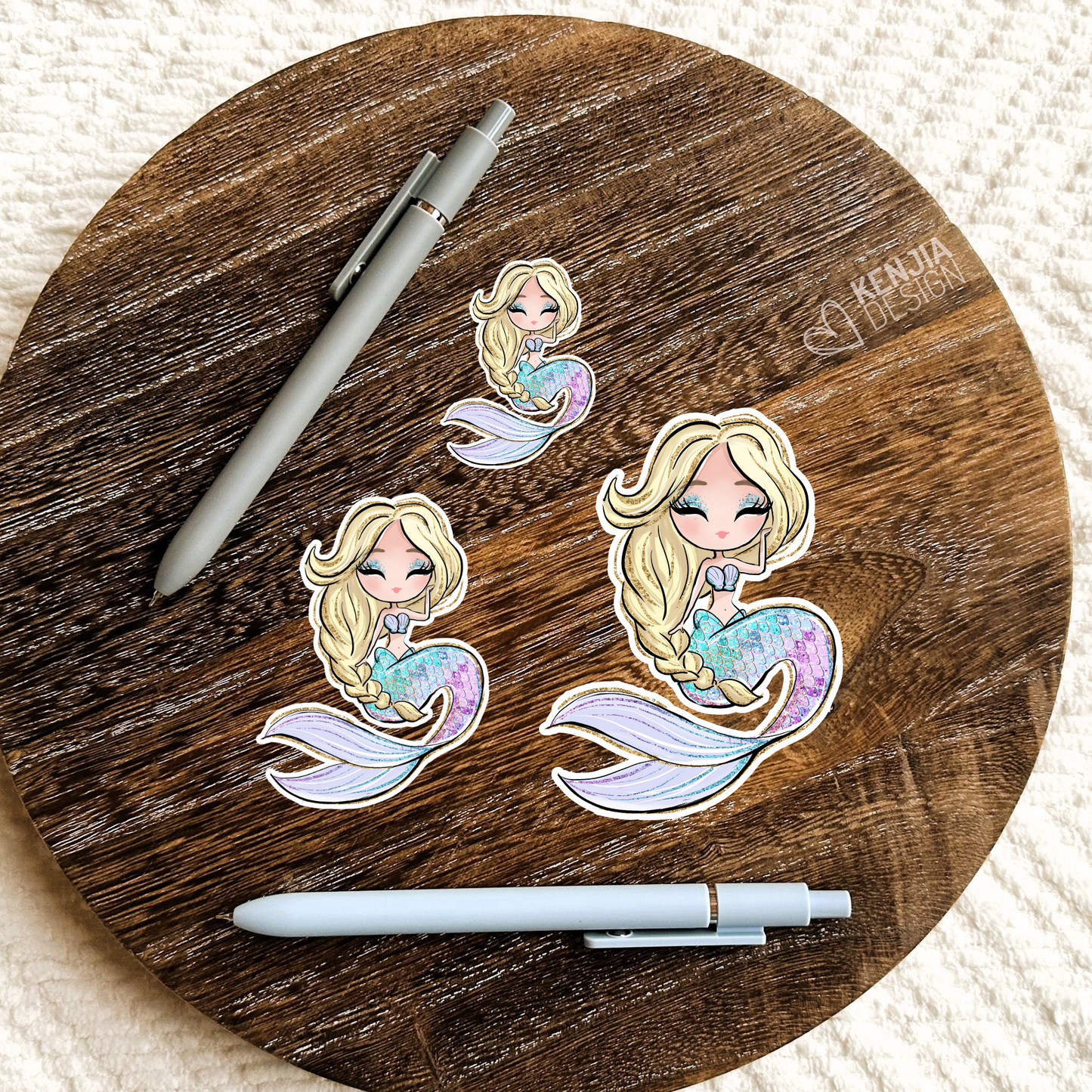 Mermaid Sticker Blond Hair, Cute Girly sticker, Waterproof Dishwasher Safe Handmade cute Vinyl Sticker gift, planner, book, laptop stickers