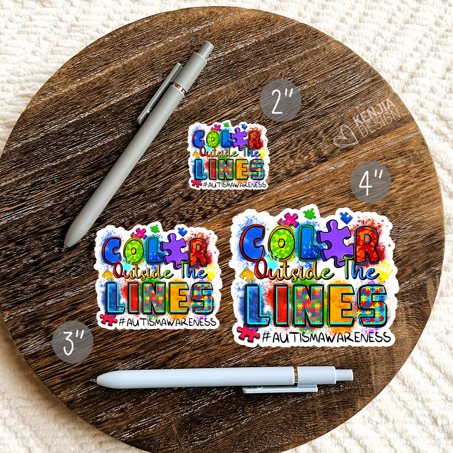 Color Outside The Lines Autism Awareness Stickers & Magnets / Autism Puzzle Pieces / Mental Health Matters / Neurodiversity