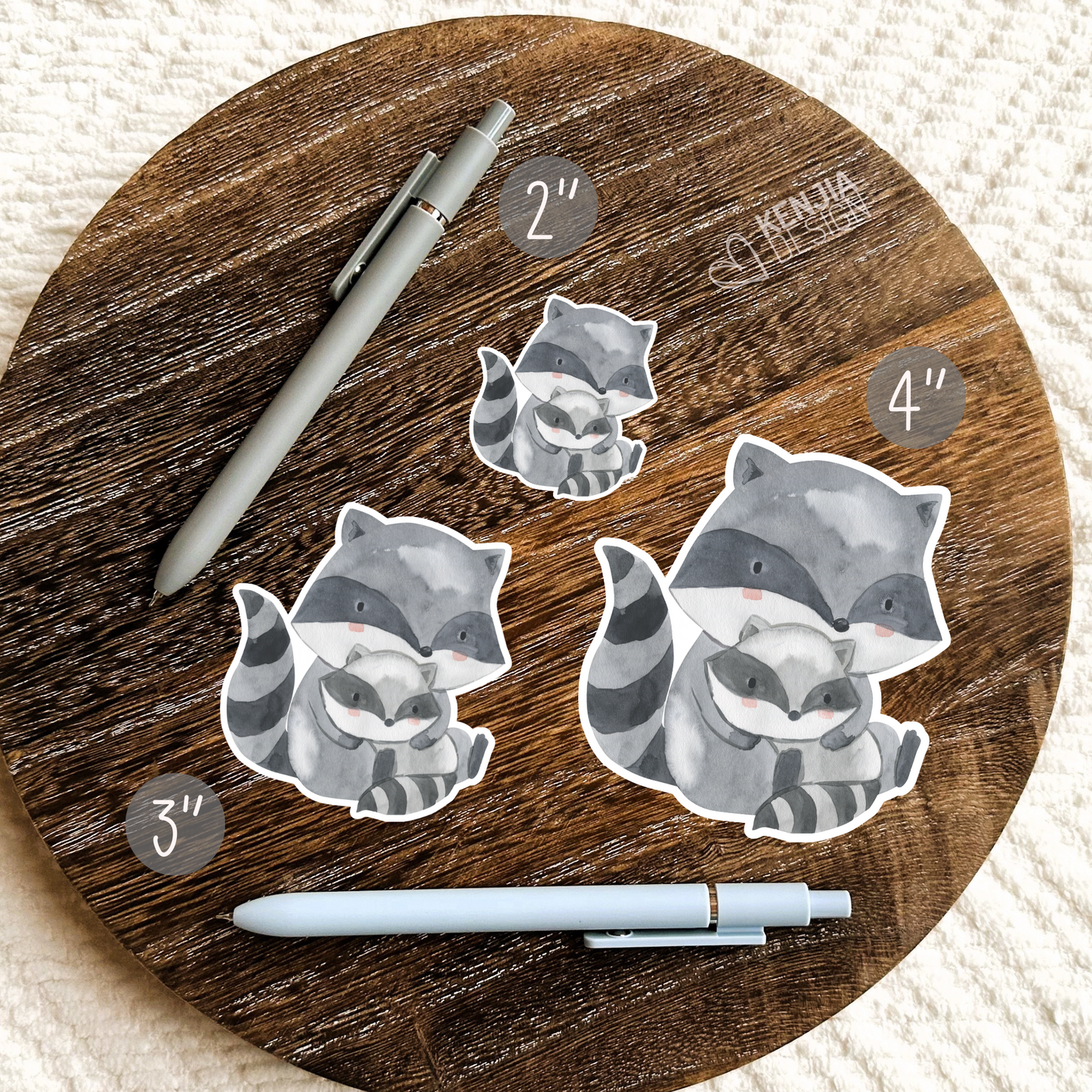 Woodland Stickers Baby Raccoon + Mom Animal Stickers & Magnets