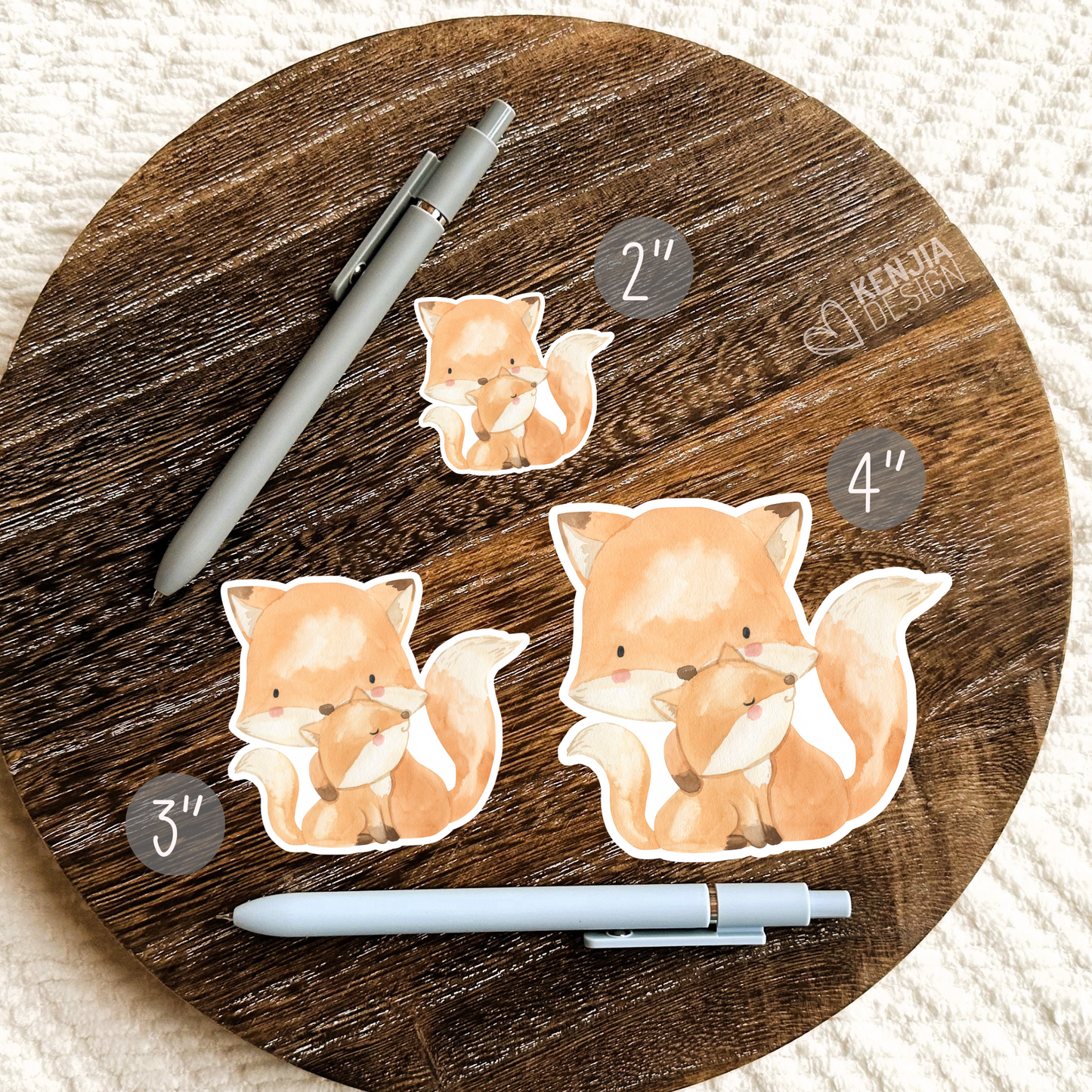 Woodland Stickers Baby Fox + Mom Animal Stickers & Magnets