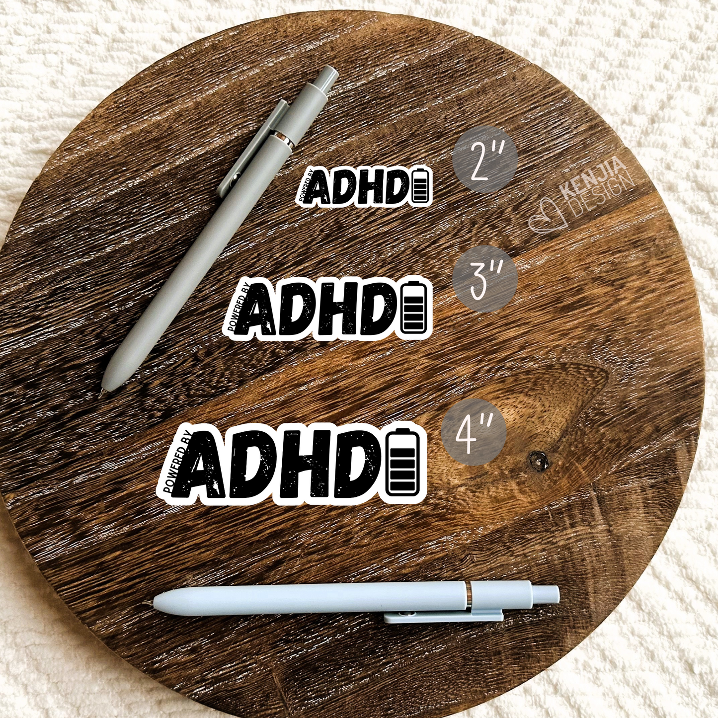 Funny ADHD Sticker / Cute Powered by ADHD Quote Stickers and Magnets / Positive ADHD Gifts / Neurodivergent Decals / Mental Health Matters