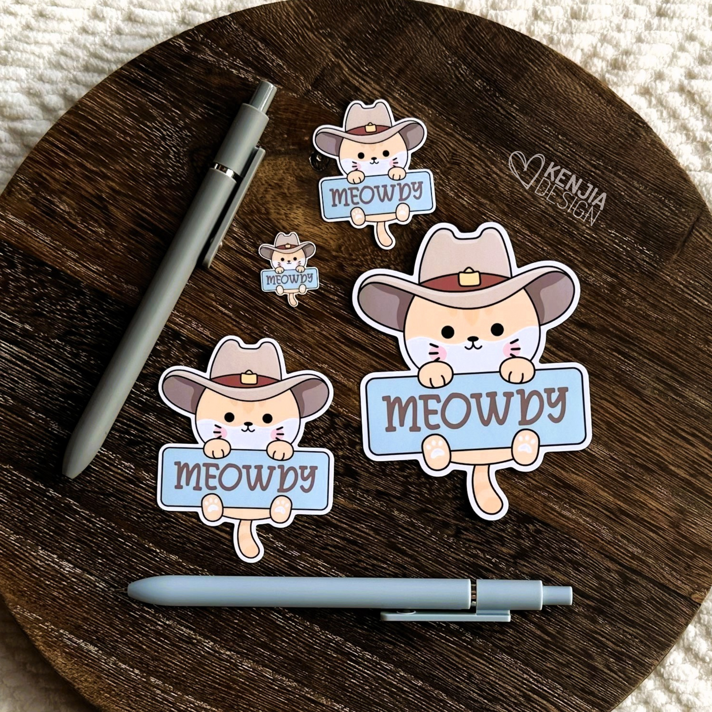 Meowdy Western Cowboy Cat Stickers and Fridge Magnets / Country Cat Stickers / Cowboy Stickers for Laptop / Water Bottle Waterproof Stickers