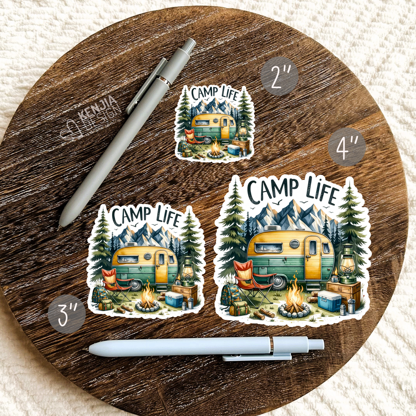 Camp Life Stickers & Magnets / Camping Stickers / Summer Adventure Campfire / RV Camper / Forest, Nature And Mountain Stickers