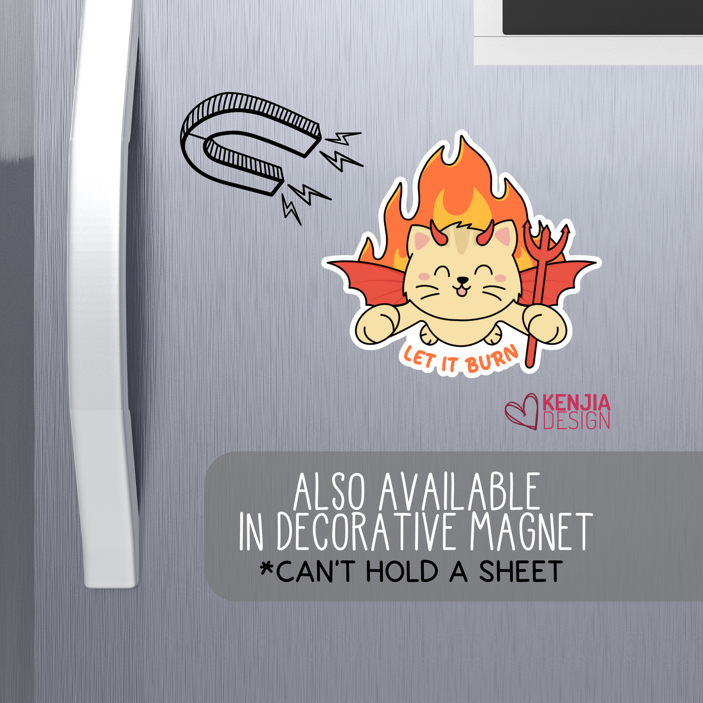 Let It Burn Arson Cat Stickers and Magnets Cute Kawaii Cat Demon, Funny Animal, Self Love Let Go Sticker, Trendy Stickers