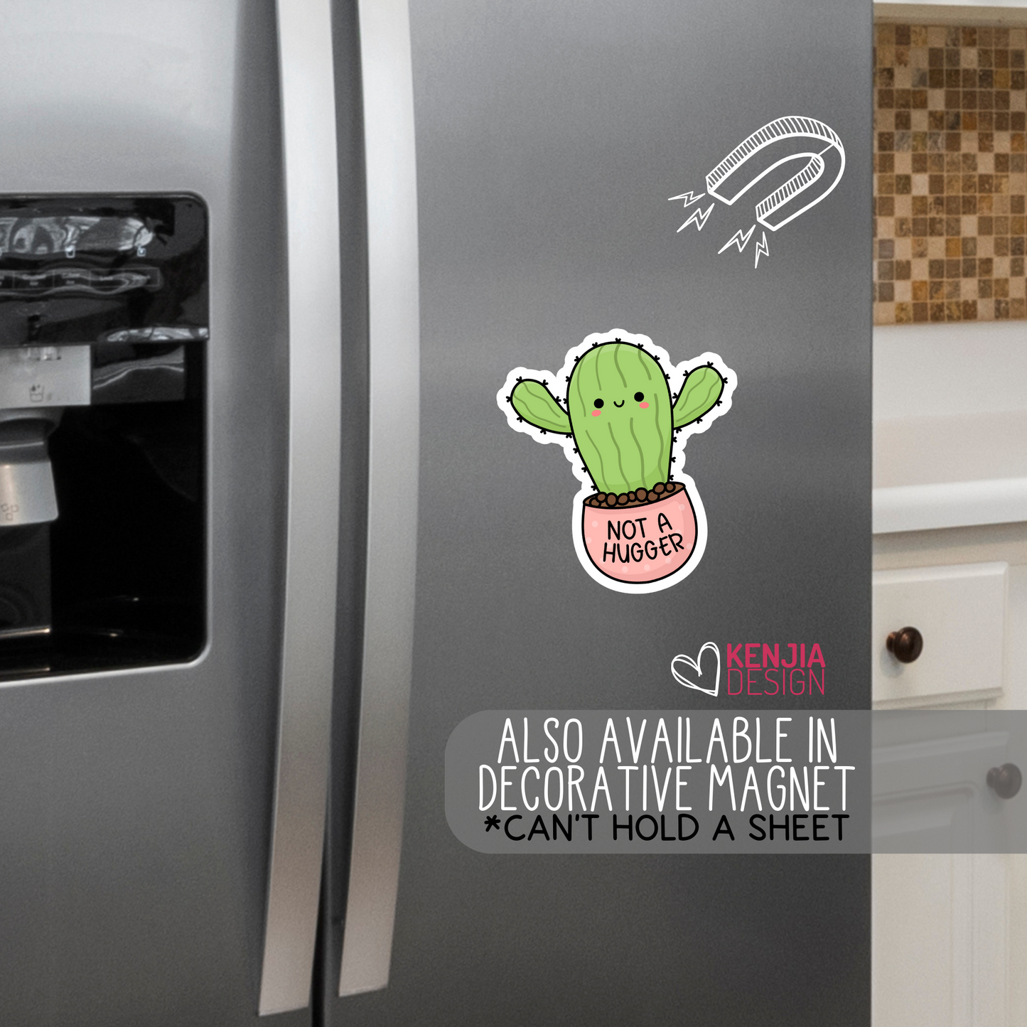 Not a Hugger Succulent / Funny Introvert Stickers & Magnets / Autism Mental Health Matters / Retro Mental Health Awareness Cactus