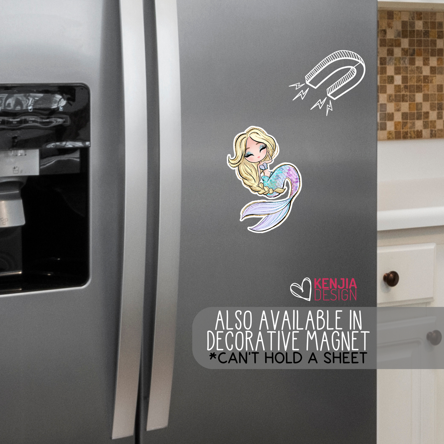 Mermaid Sticker Blond Hair, Cute Girly sticker, Waterproof Dishwasher Safe Handmade cute Vinyl Sticker gift, planner, book, laptop stickers