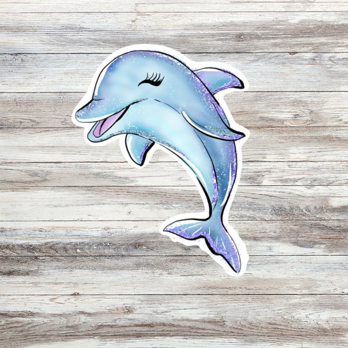 Cute Dolphin Sticker, Girly sticker, Waterproof and Dishwasher Safe Handmade cute Vinyl Sticker for gift, planner, book and laptop stickers