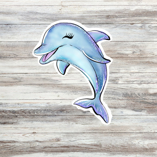 Cute Dolphin Sticker, Girly sticker, Waterproof and Dishwasher Safe Handmade cute Vinyl Sticker for gift, planner, book and laptop stickers