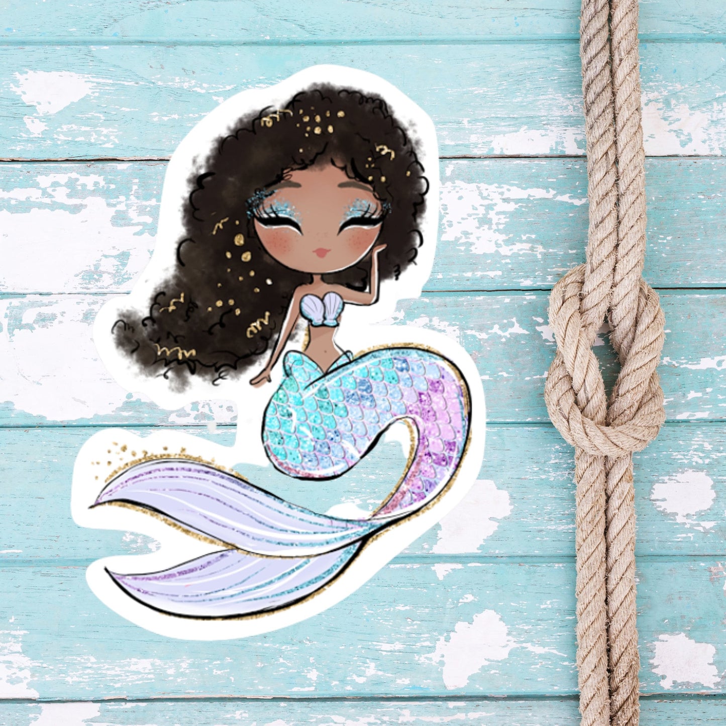 Cute Girly Sticker | Black Mermaid Sticker | Kenjia Design