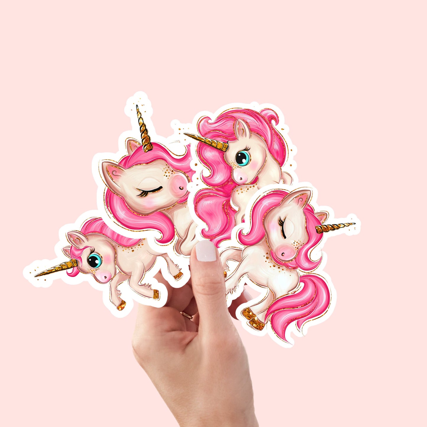 Pink Unicorn Sticker | Cute Unicorn Stickers | Kenjia Design