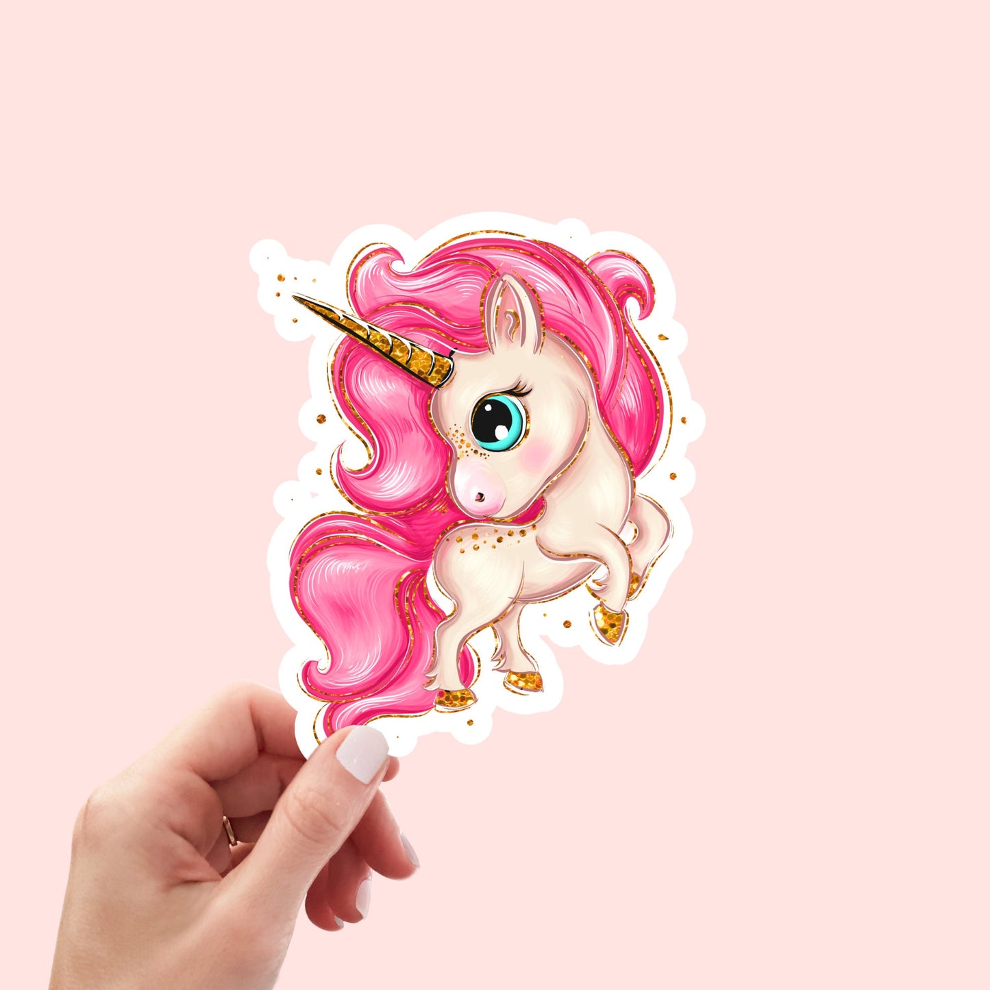 Pink Unicorn Sticker | Cute Unicorn Stickers | Kenjia Design